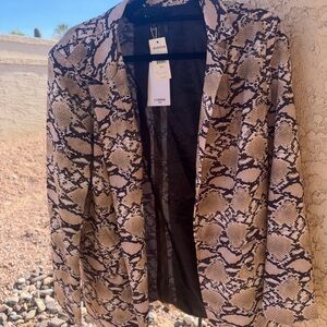 Comme Usa Black Leopard Gold Open Shirt  Blazer Jacket S Small NWT